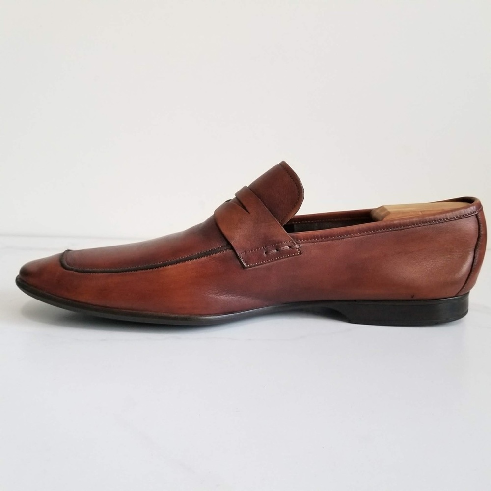Magnanni Ramiro Brown Leather Penny Loafers Dress Shoes Men's Slip On - Picture 6 of 13